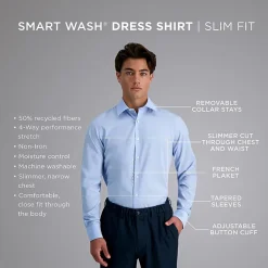 Haggar Smart Wash Mens Slim Fit Easy Care Long Sleeve Dress Shirt