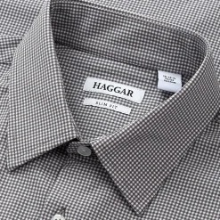 Haggar Smart Wash Mens Slim Fit Easy Care Long Sleeve Dress Shirt