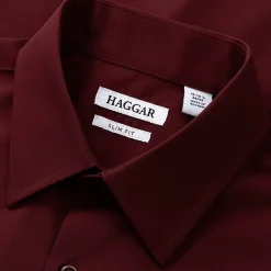 Haggar Smart Wash Mens Slim Fit Easy Care Long Sleeve Dress Shirt