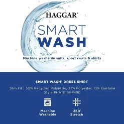 Haggar Smart Wash Mens Slim Fit Easy Care Long Sleeve Dress Shirt