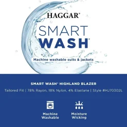Haggar Smart Wash Tailored Highland Mens Stretch Fabric Modern Fit Blazer
