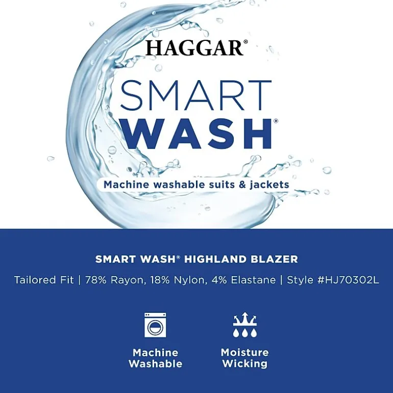Haggar Smart Wash Tailored Highland Mens Stretch Fabric Modern Fit Blazer