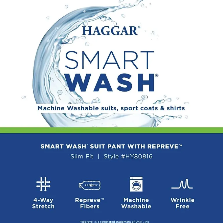 Haggar Smart Wash Tonal Plaid Mens Stretch Fabric Slim Fit Suit Separates