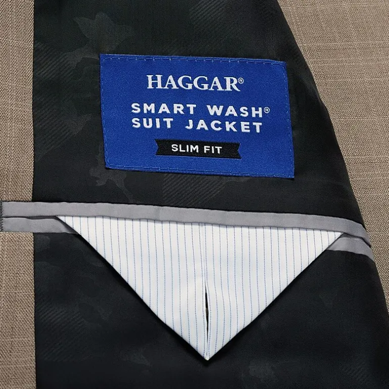 Haggar Smart Wash Tonal Plaid Mens Stretch Fabric Slim Fit Suit Separates