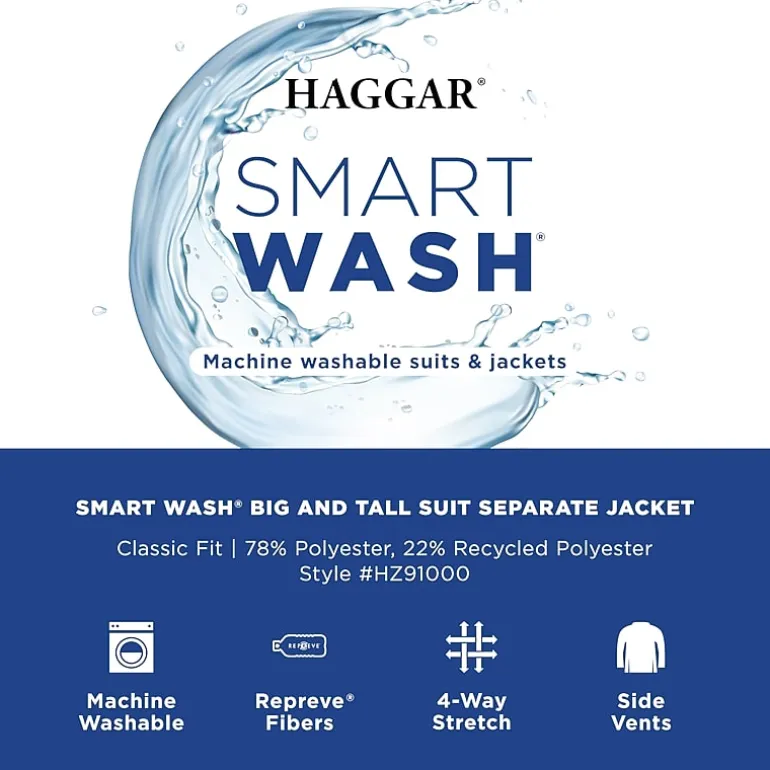 Haggar Smart Wash With Repreve Mens Classic Fit Big and Tall Suit Jacket