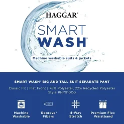 Haggar Smart Wash With Repreve Mens Big and Tall Classic Fit Flat Front Suit Pant