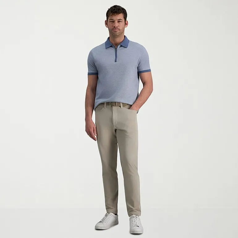 Haggar Sport Knit 5-Pocket Mens Straight Fit Flat Front Pant
