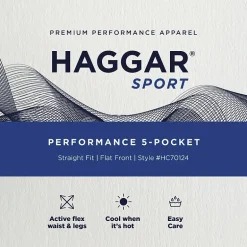 Haggar Sport Performance Nylon 5-Pocket Mens Straight Fit Flat Front Pant