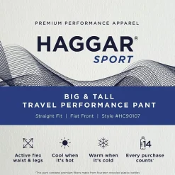 Haggar Sport Travel Performance Mens Straight Fit Big and Tall Flat Front Pant