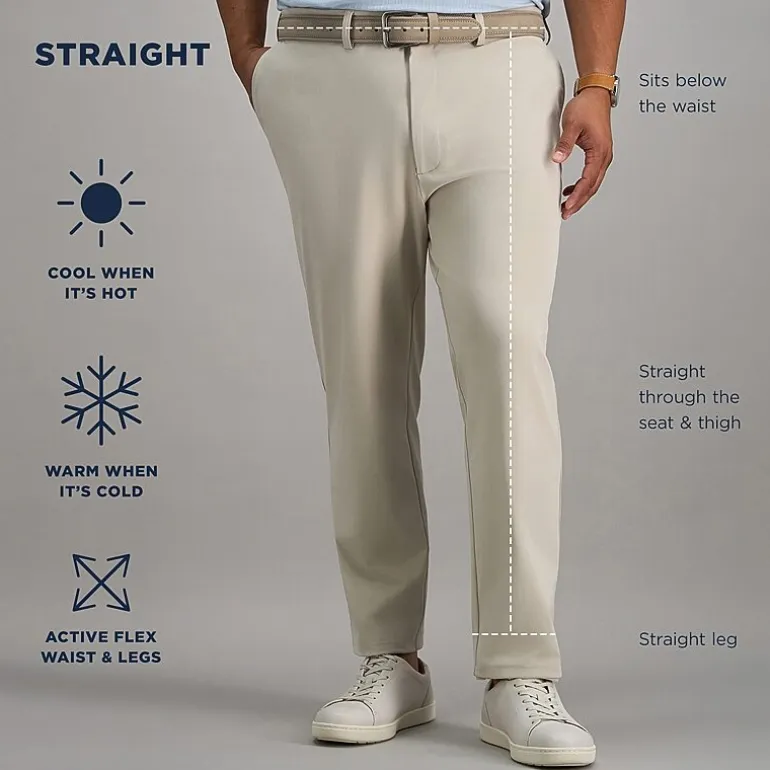 Haggar Sport Travel Performance Mens Straight Fit Big and Tall Flat Front Pant
