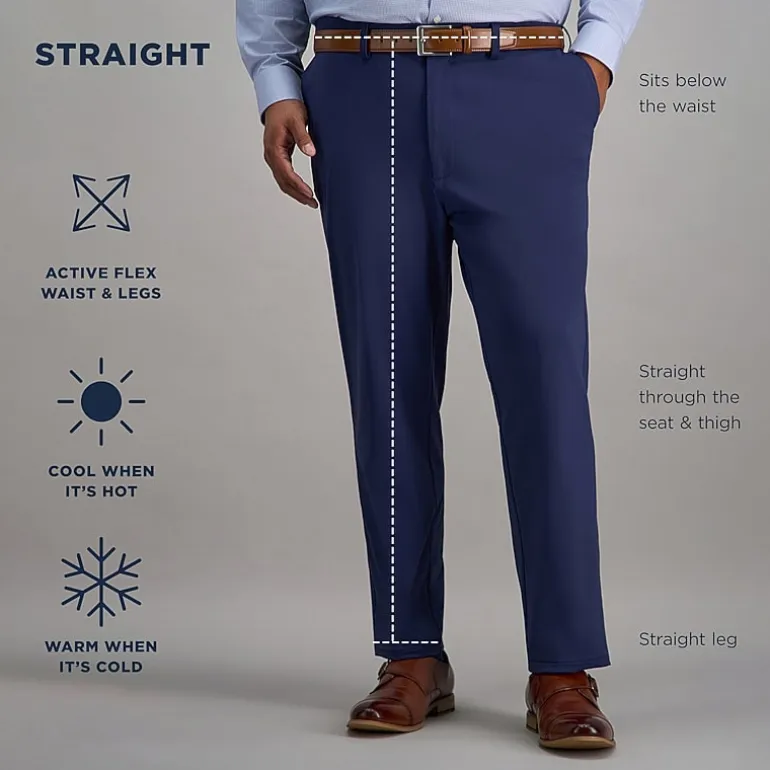 Haggar Sport Travel Performance Mens Straight Fit Big and Tall Flat Front Pant