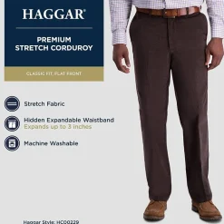 Haggar Stretch Corduroy Mens Classic Fit Flat Front Pant
