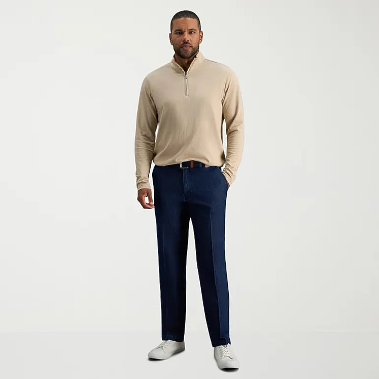 Haggar Stretch Denim Mens Classic Fit Flat Front Pant