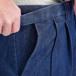 Haggar Stretch Denim Mens Classic Fit Pleated Pant