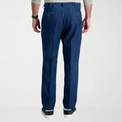 Haggar Stretch Denim Mens Classic Fit Pleated Pant