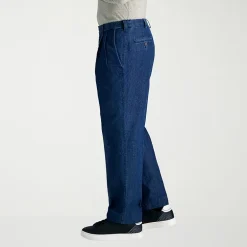 Haggar Stretch Denim Mens Classic Fit Pleated Pant