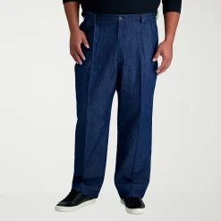 Haggar Stretch Denim Mens Classic Fit Big and Tall Pleated Pant