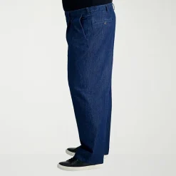 Haggar Stretch Denim Mens Classic Fit Big and Tall Pleated Pant