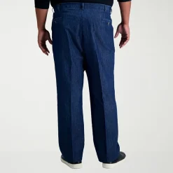 Haggar Stretch Denim Mens Classic Fit Big and Tall Pleated Pant