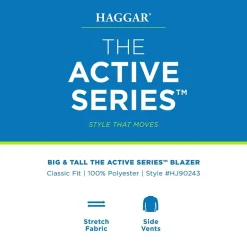 Haggar The Active Series Mens Big and Tall Stretch Fabric Classic Fit Sport Coat