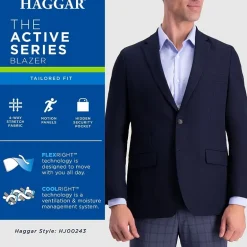 Haggar The Active Series Tailored Mens Stretch Fabric Modern Fit Sport Coat