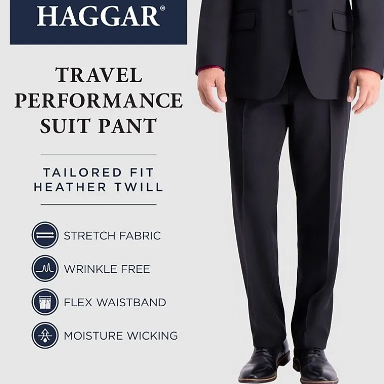 Haggar Travel Performance Tailored Mens Stretch Fabric Modern Fit Suit
