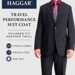 Haggar Travel Performance Tailored Mens Stretch Fabric Modern Fit Suit