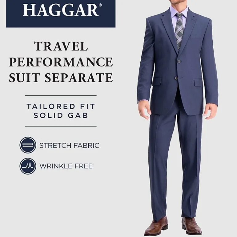 Haggar Travel Performance Tailored Mens Stretch Fabric Modern Fit Suit