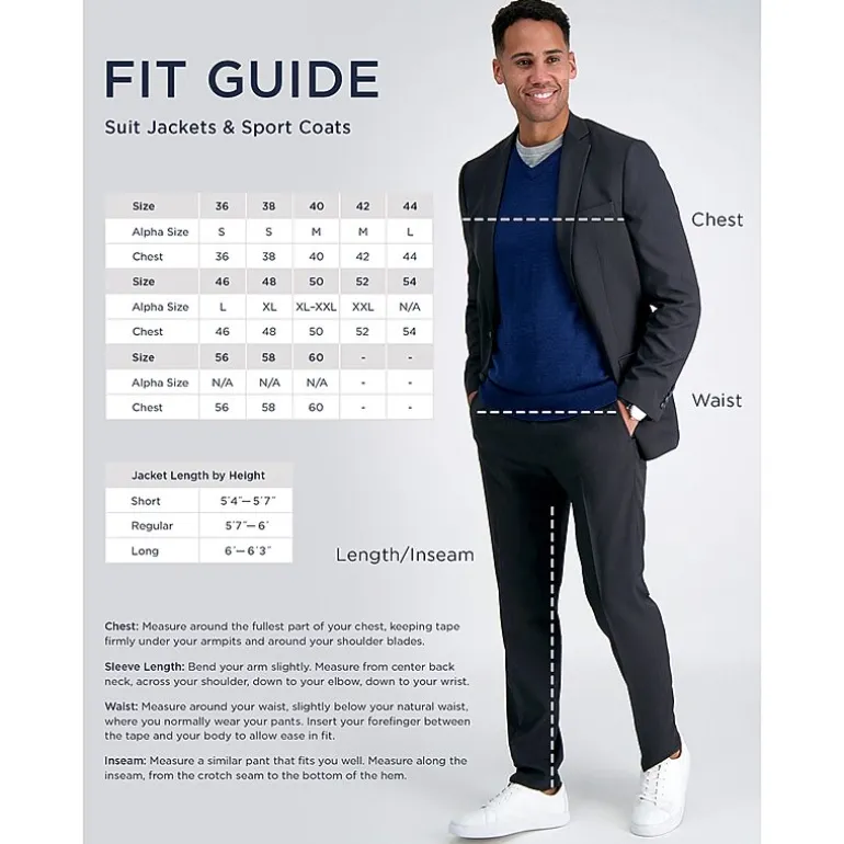 Haggar Travel Performance Tailored Mens Stretch Fabric Modern Fit Suit