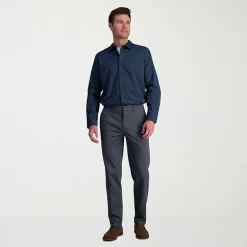Haggar Wrinkle Free Performance Khaki Mens Comfort Waistband Straight Fit Flat Front Pant