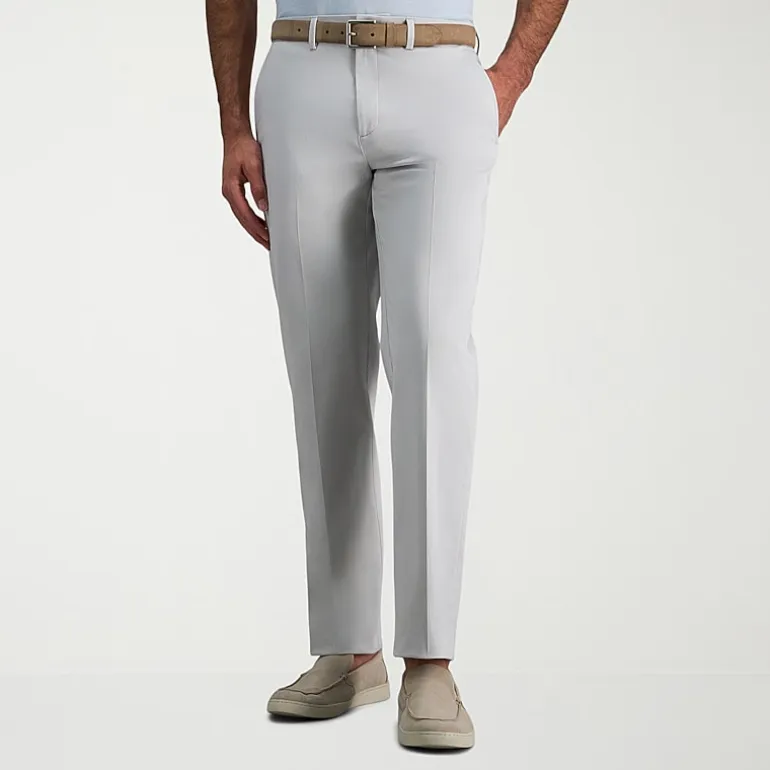 Haggar Wrinkle Free Performance Khaki Mens Comfort Waistband Straight Fit Flat Front Pant
