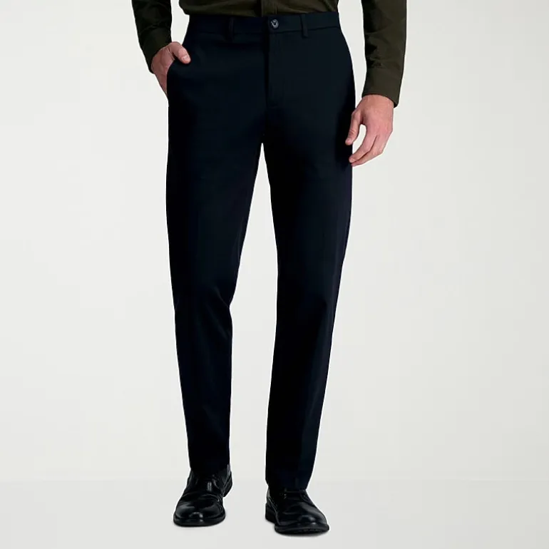 Haggar Wrinkle Free Performance Khaki Mens Comfort Waistband Straight Fit Flat Front Pant