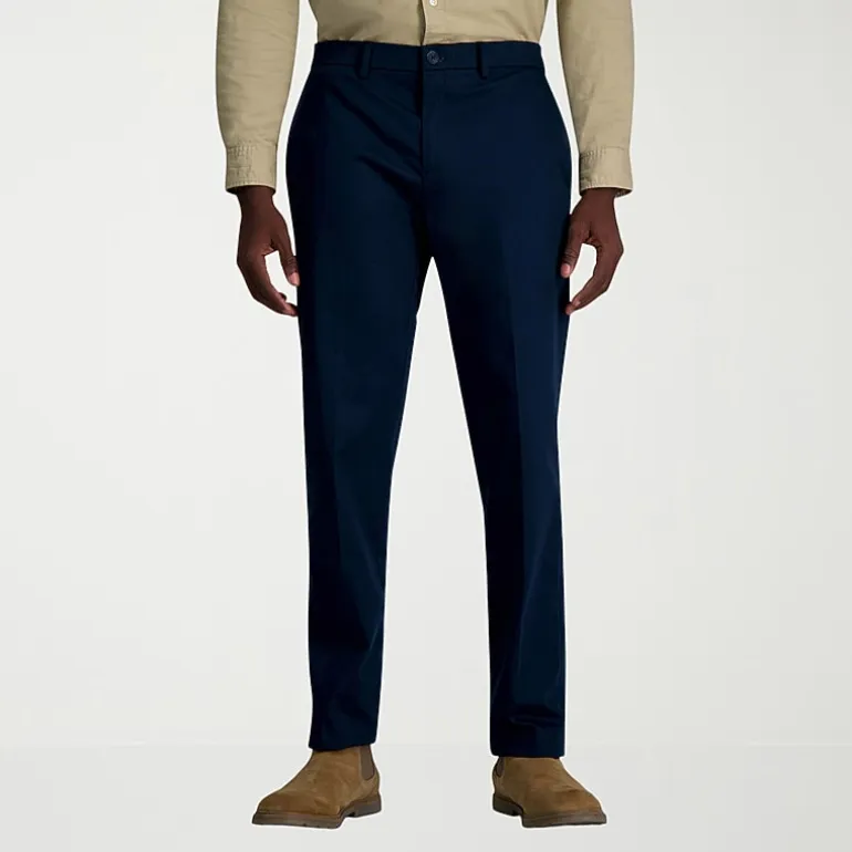 Haggar Wrinkle Free Performance Khaki Mens Comfort Waistband Straight Fit Flat Front Pant