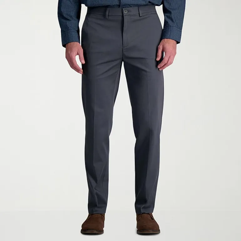 Haggar Wrinkle Free Performance Khaki Mens Comfort Waistband Straight Fit Flat Front Pant