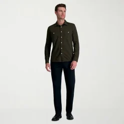 Haggar Wrinkle Free Performance Khaki Mens Comfort Waistband Straight Fit Flat Front Pant