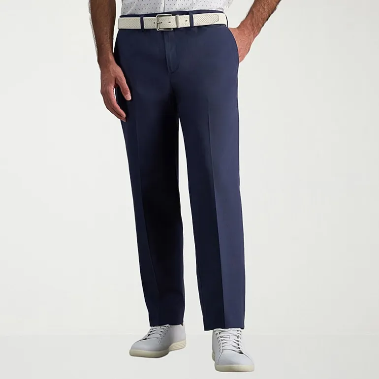 Haggar Wrinkle Free Performance Khaki Mens Comfort Waistband Straight Fit Flat Front Pant