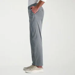 Haggar Wrinkle Free Performance Khaki Mens Comfort Waistband Slim Fit Flat Front Pant