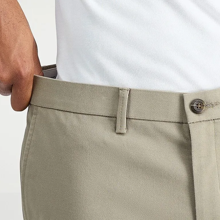 Haggar Wrinkle Free Performance Khaki Mens Comfort Waistband Slim Fit Flat Front Pant