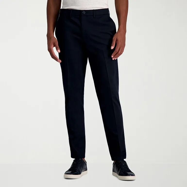 Haggar Wrinkle Free Performance Khaki Mens Comfort Waistband Slim Fit Flat Front Pant
