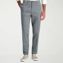 Haggar Wrinkle Free Performance Khaki Mens Comfort Waistband Slim Fit Flat Front Pant