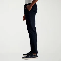 Haggar Wrinkle Free Performance Khaki Mens Comfort Waistband Slim Fit Flat Front Pant