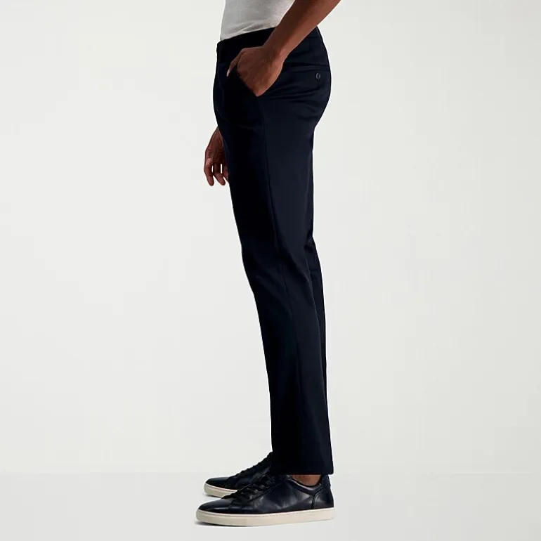 Haggar Wrinkle Free Performance Khaki Mens Comfort Waistband Slim Fit Flat Front Pant