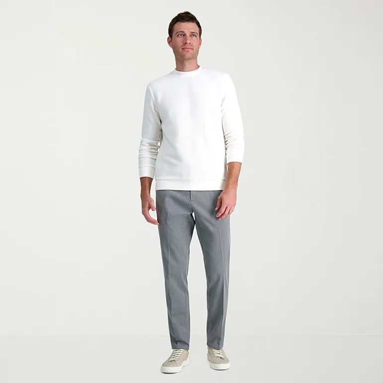 Haggar Wrinkle Free Performance Khaki Mens Comfort Waistband Slim Fit Flat Front Pant