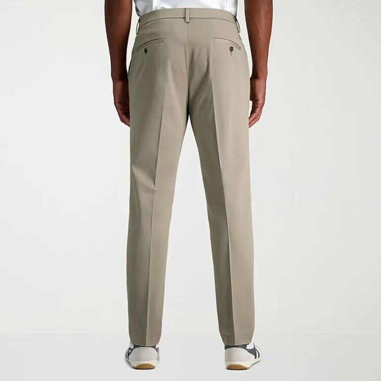 Haggar Wrinkle Free Performance Khaki Mens Comfort Waistband Slim Fit Flat Front Pant