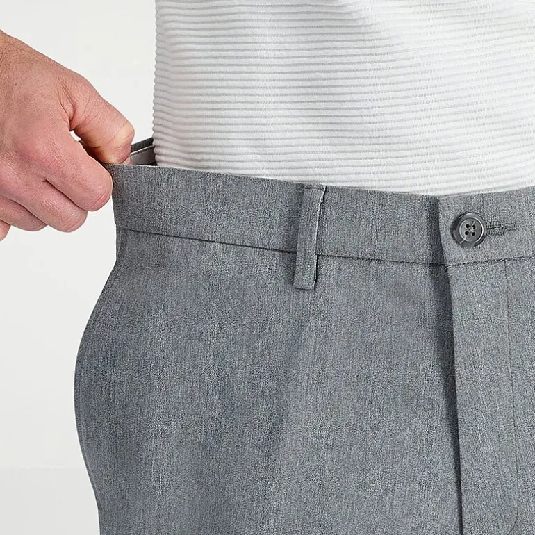 Haggar Wrinkle Free Performance Khaki Mens Comfort Waistband Slim Fit Flat Front Pant