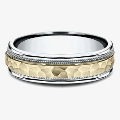 Hammered Mens 6MM 10K Gold Wedding Band