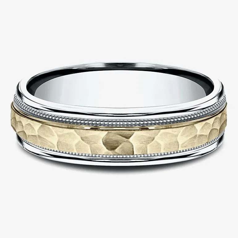 Hammered Mens 6MM 10K Gold Wedding Band