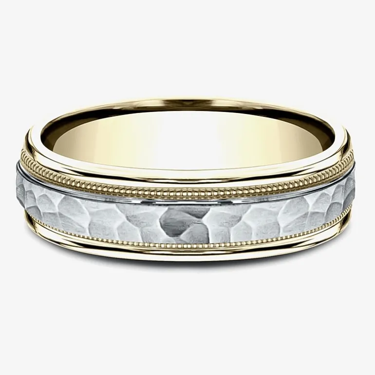 Hammered Mens 6MM 10K Gold Wedding Band