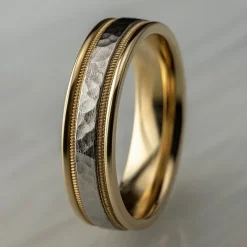 Hammered Mens 6MM 10K Gold Wedding Band