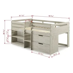 Handles Twin Low Loft Bed with Storage